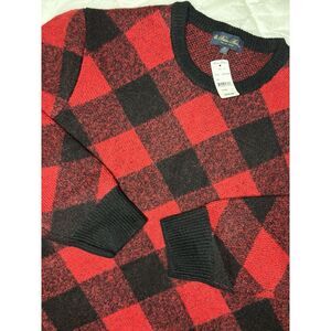 Brooks Brothers Crewneck Check Wool Alpaca Knit Sweater Italian Yarn XL $268 NWT